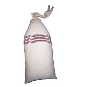 Nautical Buoy Pillow Decorative Boathouse Coastal Natural Cream Red Stripe 16x8
